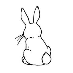 Vector coloring book illustration. Cute Hand Drawn Bunny isolatet on wite background
