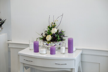 Wedding paraphernalia, bread, flowers, glasses