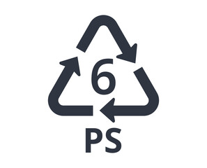 Isolated Recycle PS logo, number 6. 