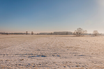 Fototapeta na wymiar Winter landscape in snow in Poland in Central Europe
