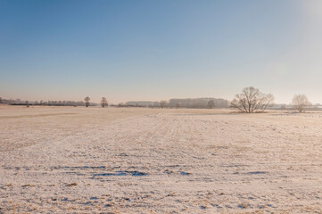 Fototapeta na wymiar Winter landscape in snow in Poland in Central Europe