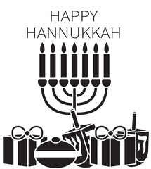 Vector illustration of menorah with Happy Hanukkah message