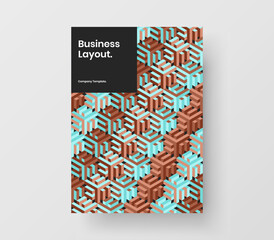 Fresh company cover vector design template. Minimalistic mosaic pattern corporate identity layout.