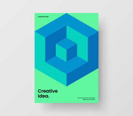 Modern geometric shapes company brochure illustration. Original pamphlet design vector layout.