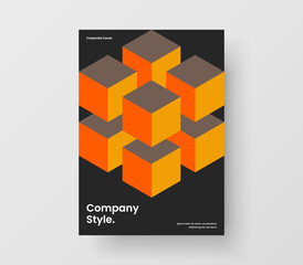 Clean geometric tiles leaflet illustration. Fresh placard A4 design vector layout.