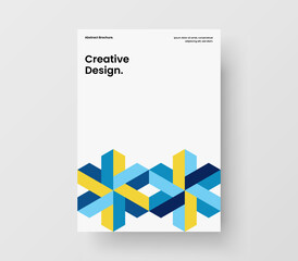 Clean geometric pattern catalog cover template. Modern handbill vector design layout.