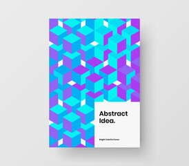 Amazing company brochure design vector template. Unique geometric tiles corporate identity concept.