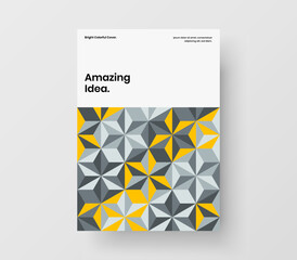 Isolated handbill vector design illustration. Multicolored geometric shapes annual report layout.