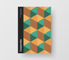 Abstract geometric tiles front page illustration. Creative corporate cover A4 design vector template.