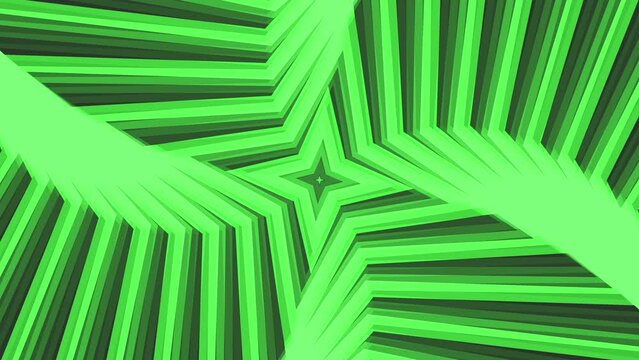 Green bold spin quadrangular star simple flat geometric on dark grey black background loop. 