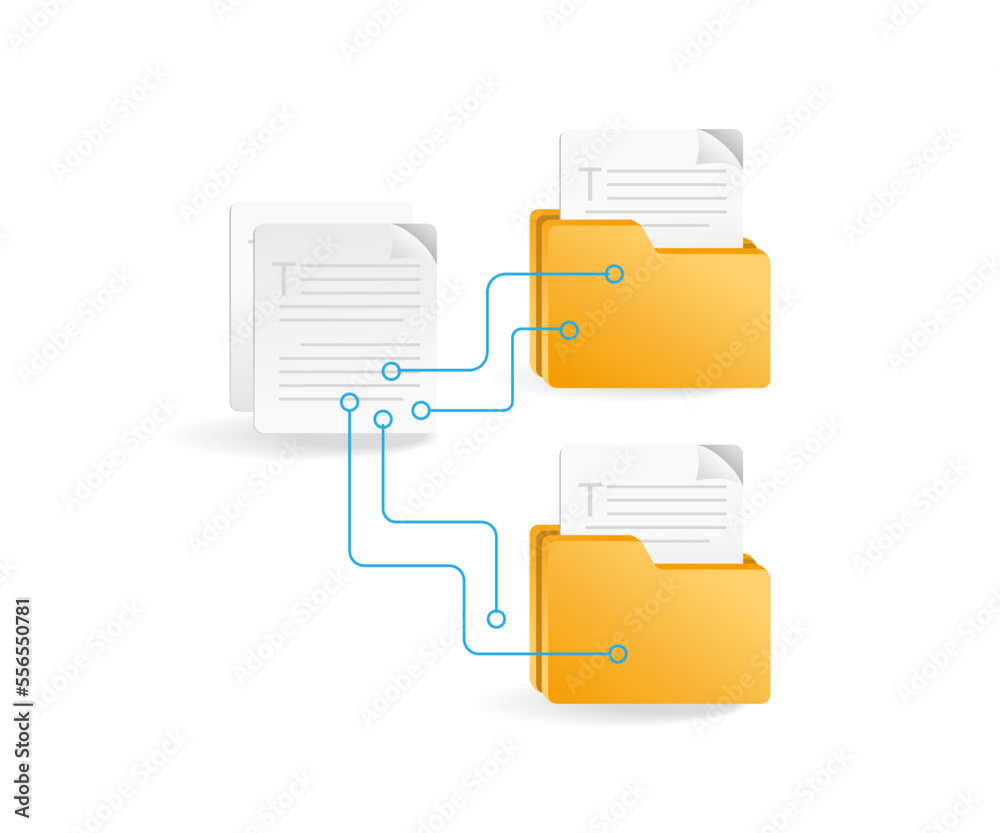 Poster Flat isometric 3d illustration data folder network concept