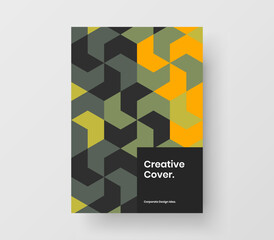 Vivid presentation A4 design vector layout. Original mosaic shapes company brochure concept.