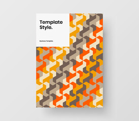 Colorful pamphlet A4 design vector layout. Creative geometric pattern journal cover illustration.