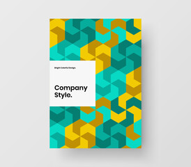 Premium mosaic shapes front page concept. Unique company brochure design vector illustration.