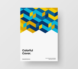 Colorful geometric tiles booklet concept. Minimalistic journal cover A4 design vector template.