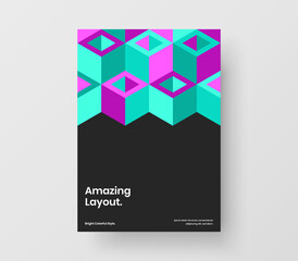 Multicolored geometric tiles pamphlet concept. Creative annual report design vector illustration.