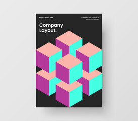 Fototapeta premium Vivid leaflet A4 design vector illustration. Fresh mosaic tiles annual report template.