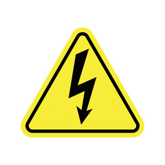 Warning sign High voltage. Electrical hazard sign threat alert. Isolated on white background