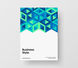 Unique journal cover A4 design vector template. Clean mosaic pattern corporate brochure concept.