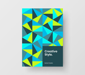 Clean geometric tiles book cover illustration. Creative presentation design vector layout.