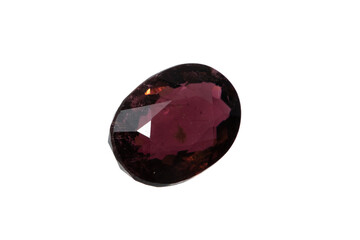 Natural stone tourmaline rubellite on white background