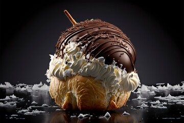 The ice cream of your dreams, Brioche topped with chocolate and filled with coconut ice cream. 3D Illustration, Digital art - more tasty than the real thing - If that's even possible