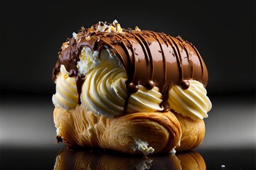 The ice cream of your dreams, Brioche topped with chocolate and filled with caramel fudge ice cream. 3D Illustration, Digital art - more tasty than the real thing - If that's even possible