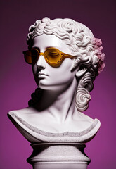 Female sculpture with sunglasses. 