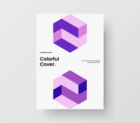 Modern mosaic shapes journal cover illustration. Vivid brochure A4 vector design layout.