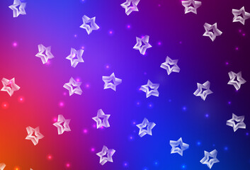 Light Blue, Red vector backdrop with small and big stars.