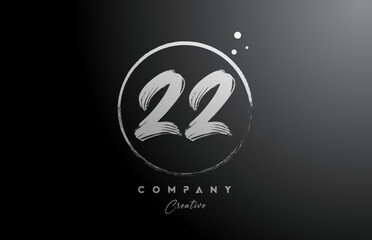 black white 22 number letter logo icon design with dots and circle. Creative gradient template for company and business