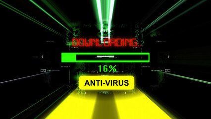 Downloading antivirus progress bar on the screen