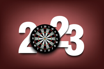 Happy New Year 2023 and dartboard