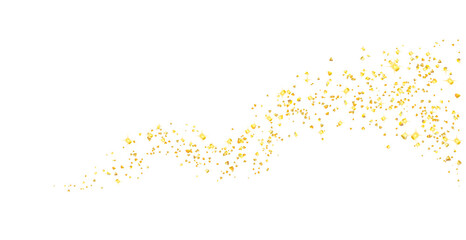 Gold confetti glittering wave. Golden sparkling. Shiny wavy crumbs, golden texture. png