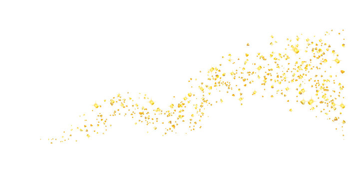 Gold confetti glittering wave. Golden sparkling. Shiny wavy crumbs, golden texture. png