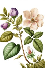 Fototapeta na wymiar Classical botanical flower illustration made with Generative AI