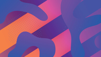 Obraz premium Modern Banner. Creative Brochure. Flat Landing Page. Wave Fluid Design. Rainbow Flyer. Minimal Shapes. Blue Graphic Poster. Vibrant Page. Violet Modern Banner