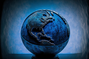 globe with a blue backdrop. Generative AI