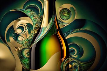 Champagne bottle arrangement for a new year's celebration. Generative AI
