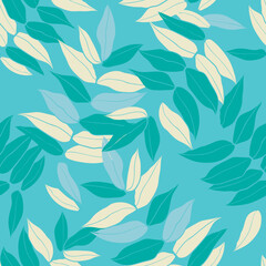 Beautiful colorful leaves pattern design. Good for prints, wrapping, textile, and fabric. Hand-drawn background. Botanic Tile. Surface pattern design.