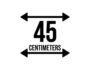 45 centimeters. Vector measuring unit in centimeters with arrows isolated on white background