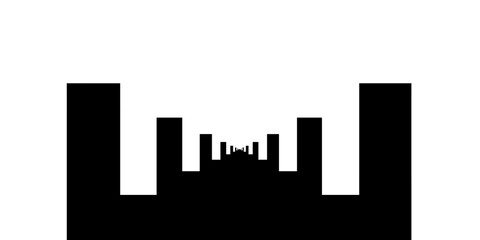 Fototapeta na wymiar abstract city skyline, black vector design with lines