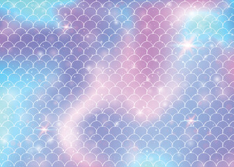 Kawaii mermaid background with princess rainbow scales pattern.