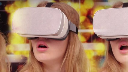 Female wearing VR headset - Powered by Adobe