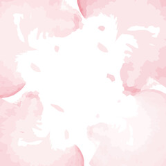 Abstract motley spots in trendy soft pink hues in watercolor manner forming a square frame. Isolate