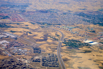 Outskirts of Addis Abbeba seen from a plane