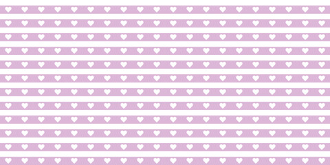 Valentines day background. Pink hearts seamless pattern. White Strip with heart Love romantic theme. Vector abstract texture with hearts. Stylish minimal design for wrapping fabric cloth print wedding