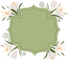 Cute white narcissus flowers frame flat icon