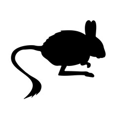 Vector hand drawn Jerboa silhouette isolated on white background
