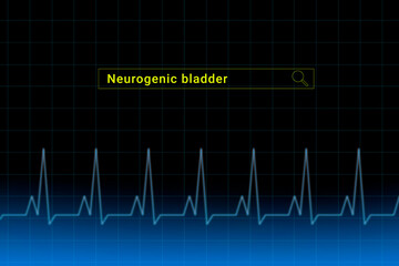 Neurogenic bladder.Neurogenic bladder inscription in search bar. Illustration with titled Neurogenic bladder . Heartbeat line as a symbol of human disease.
